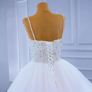 Sleeveless Cathedral Train Corset Top Lace Royal Dubai Wedding Gown for Godmother