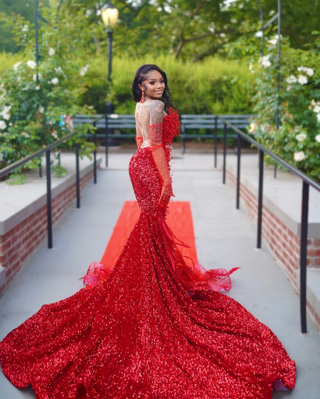 Regal Embellished Mermaid Gown with Dramatic Train