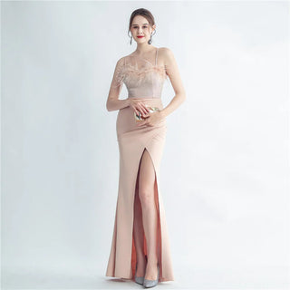 Sweetheart Floor-Length Satin Prom Dress with Trumpet Mermaid Skirt and Feather Accents