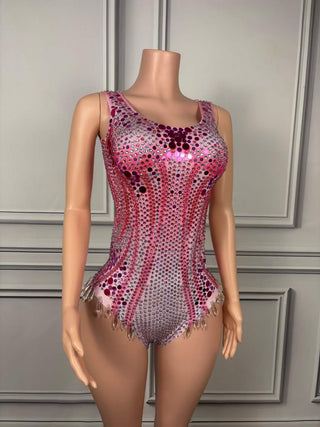 Dazzling Sequin Embellished Bodysuit with Intricate Patterns