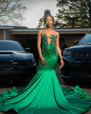 Enchanting Emerald Couture Gown with Intricate Beadwork