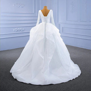 Satin Pure White Muslim Bridal Wedding Dress