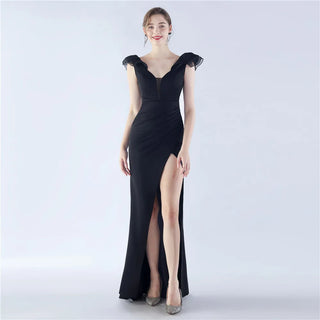 Elegant V-Neck Floor-Length Prom Dress Trumpet Mermaid Gown