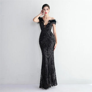 Sexy V-Neck Sequin Prom Dress Long Mermaid Evening Dress Elegant Formal Party Gown