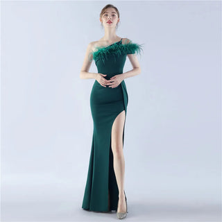 Glamorous One-Shoulder Prom Dress with Floor-Length Trumpet Mermaid Skirt