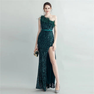 Stunning One-Shoulder Sequin Prom Dress with Mermaid Skirt