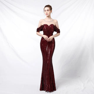 Sequin O-Neck Mermaid Prom Dress - Long Evening Gown