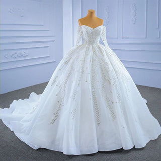 New Design Luxury White and Gold Wedding Dress Ball Gown