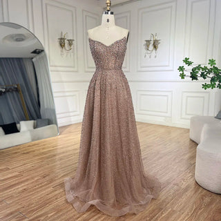 Arabic Luxury Purple Mermaid Evening Dress 2024 with Strapless Design, Beaded Elegance - Ideal for Women's Wedding Party