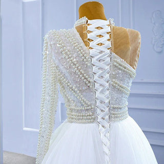 Luxury Princess One-Shoulder Lace-Up Wedding Dress