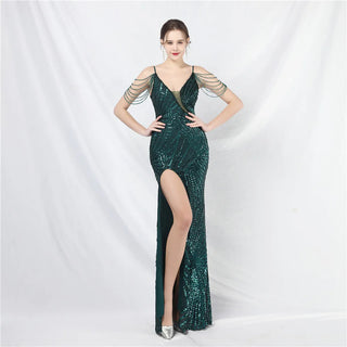 Sexy V-Neck Sequin Ankle-Length Mermaid Prom Dress - New Arrival