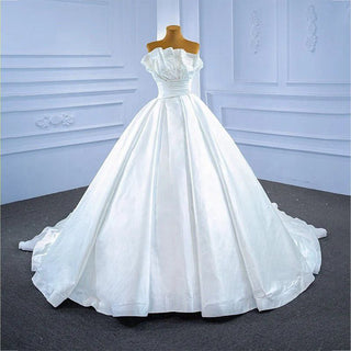 Latest Satin With Pearls Ball Gown Wedding Dress