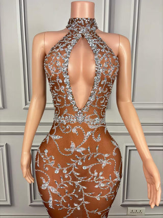 Mesmerizing One-Shoulder Sequin Gown with Sheer Detailing