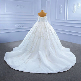 New Design Luxury White and Gold Wedding Dress Ball Gown