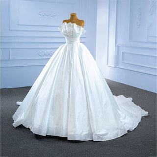 Latest Satin With Pearls Ball Gown Wedding Dress