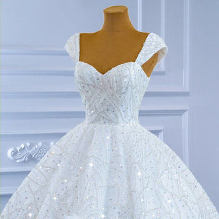 White Luxury Lace Evening Fabric Wedding Dress Bridal Gown