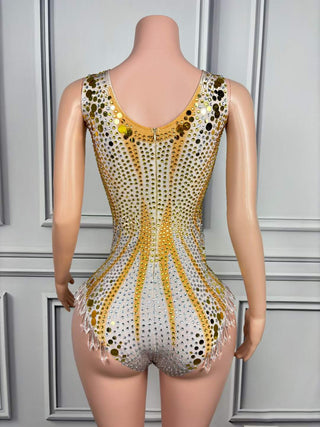 Dazzling Sequin Embellished Bodysuit with Intricate Patterns