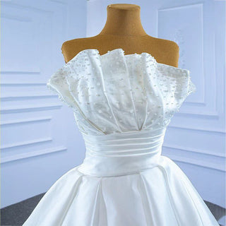 Latest Satin With Pearls Ball Gown Wedding Dress