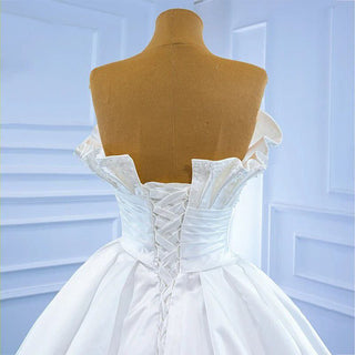 Latest Satin With Pearls Ball Gown Wedding Dress