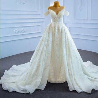 luxury pearls sweetheart wedding dress