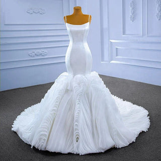 Soft Satin Spaghetti Strap Mermaid Wedding Gowns Dresses