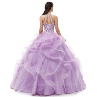 Enchanting Strapless Ball Gown with Beaded Bodice and Voluminous Ruffle Skirt