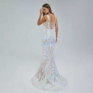 Elegant Sleeveless Sequin Mermaid Evening Gown