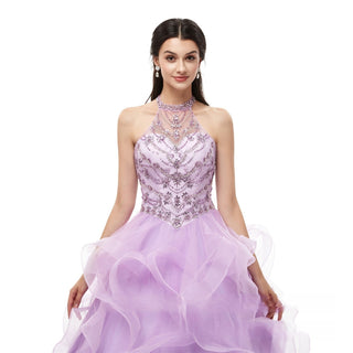 Enchanting Strapless Ball Gown with Beaded Bodice and Voluminous Ruffle Skirt