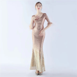 Gorgeous Sequin V-Neck Mermaid Prom Dress - Ankle-Length Party Dress