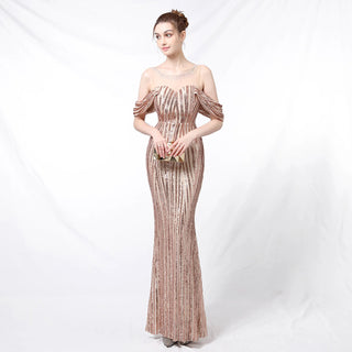 Sequin O-Neck Mermaid Prom Dress - Long Evening Gown