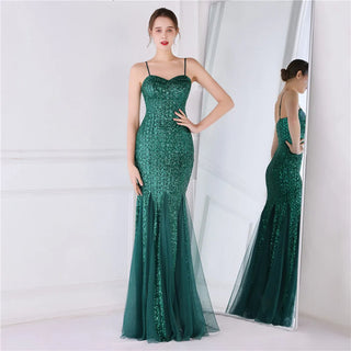 Floor-Length Sweetheart Prom Dress with Sequins - Sexy Wedding Car Model Exhibition Dress