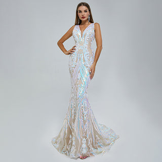 Elegant Sleeveless Sequin Mermaid Evening Gown