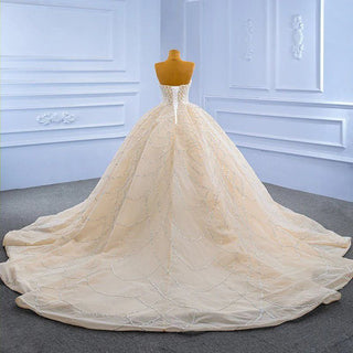 Luxury Boat Neck Sequins Empire Ball Gown Long Trail Wedding Dresses