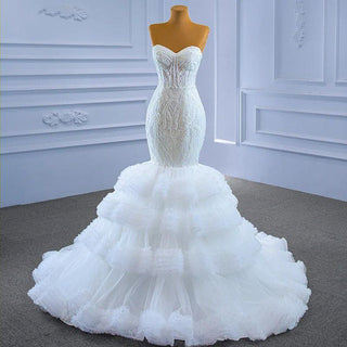 Luxury Mermaid Sleeveless Sweetheart Lace-Up Wedding Dress