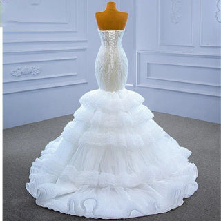 Luxury Mermaid Sleeveless Sweetheart Lace-Up Wedding Dress