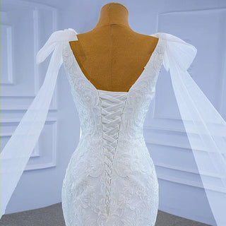 Wholesale Elegant Party V-Neck Fish Tail Sequin Lace Mermaid Wedding Dress