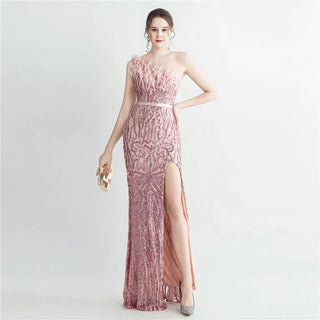 Stunning One-Shoulder Sequin Prom Dress with Mermaid Skirt