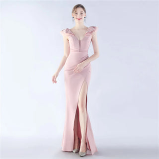 Elegant V-Neck Floor-Length Prom Dress Trumpet Mermaid Gown