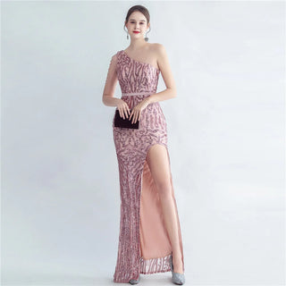 Gorgeous Sequin One-Shoulder Floor-Length Prom Dress