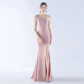 Satin Beaded Wedding Celebration Evening Gown