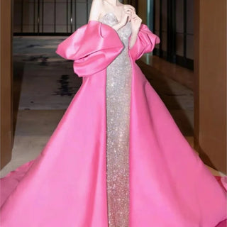 New Light Luxury Pink Fishtail Banquet Dress - Elegant Toasting Gown for Special Occasions