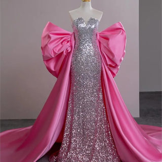 New Light Luxury Pink Fishtail Banquet Dress - Elegant Toasting Gown for Special Occasions