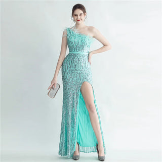 Stunning One-Shoulder Sequin Prom Dress with Mermaid Skirt