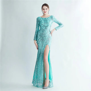 Stunning Sequin Prom Dress with O-Neck and Floor-Length Prom Dresses