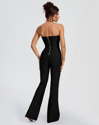 Ships in 1 to 3 Days - Strapless Sweetheart Jumpsuit with Rhinestone Embellishments