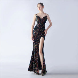 Gorgeous Sequined Floor-Length Prom Dress with Side Split - Evening Gown