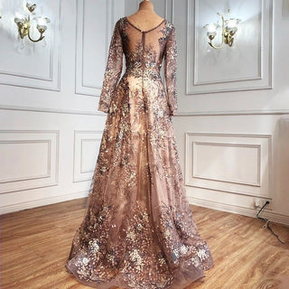 Rose Radiance: 2024 Pink Luxury Beaded A-Line Muslim Evening Gown