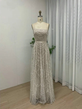 Exclusive One-Shoulder Beaded Bridal Wedding Dress - Luxury A-Line Evening Ball Gown with Belt