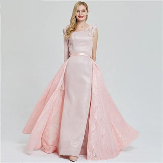 Dubai Pink One Shoulder Evening Dress 2024 - Vintage Pearls Mermaid Gown