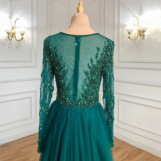 Muslim Green With Train Mermaid Beaded Elegant Luxury Evening Dress: Exquisite Gown for Women's Party 2024